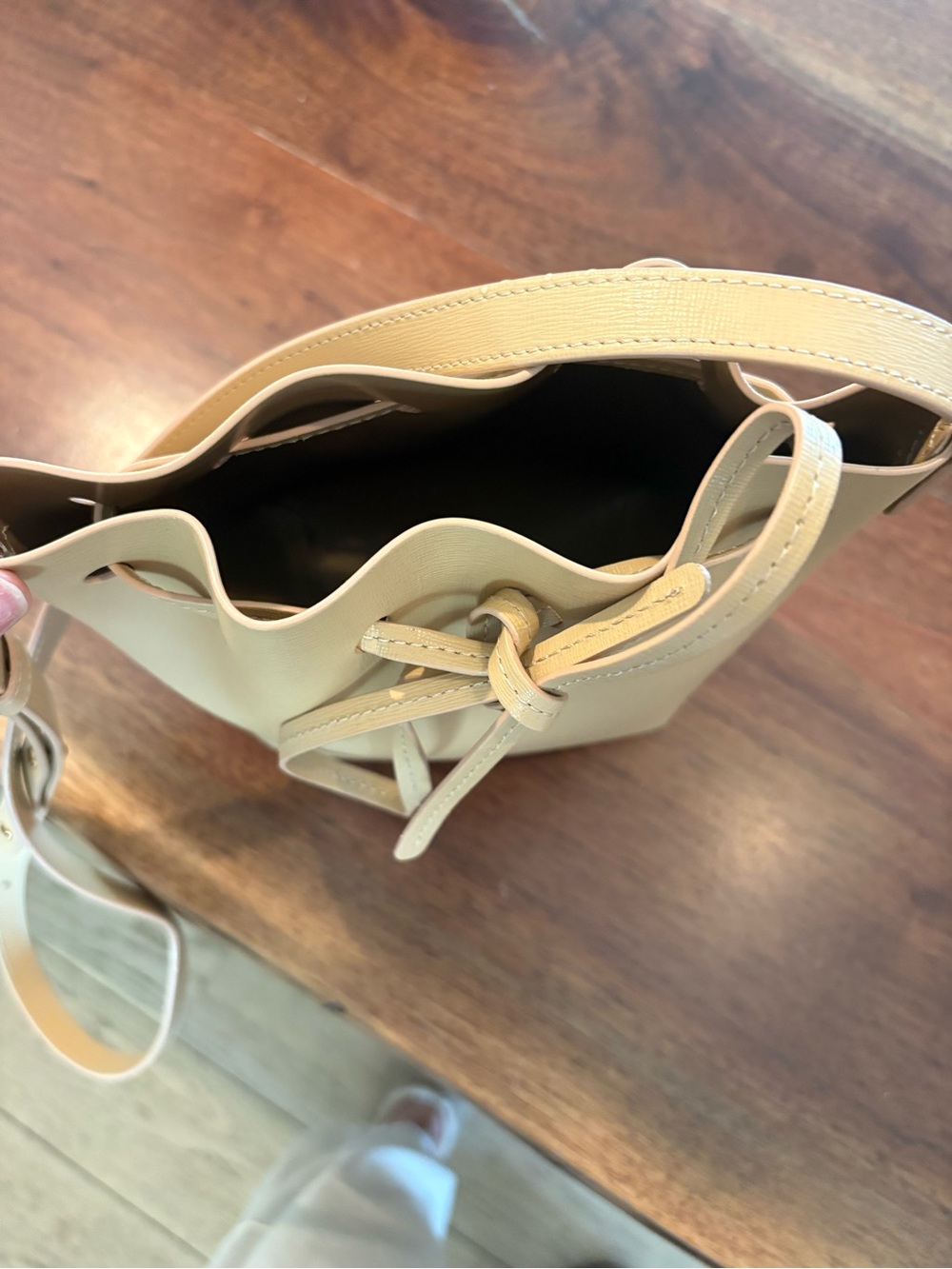 Mansur Gavriel Cream Drawstring Mini Bucket Shoulder Bag